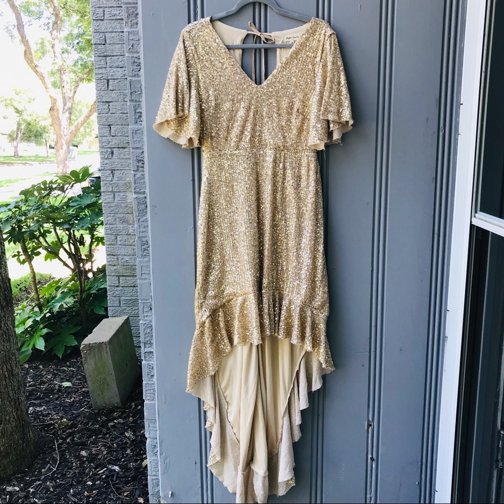 NWT Southern Sweetheart gold high low dress